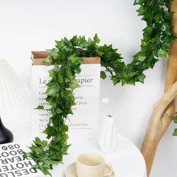 6PCS 2.0M Home Decor Artificial Ivy Leaf Garland Plants Vine Fake Foliage Flowers Creeper Green 72pcs Leaf Ivy Wreath