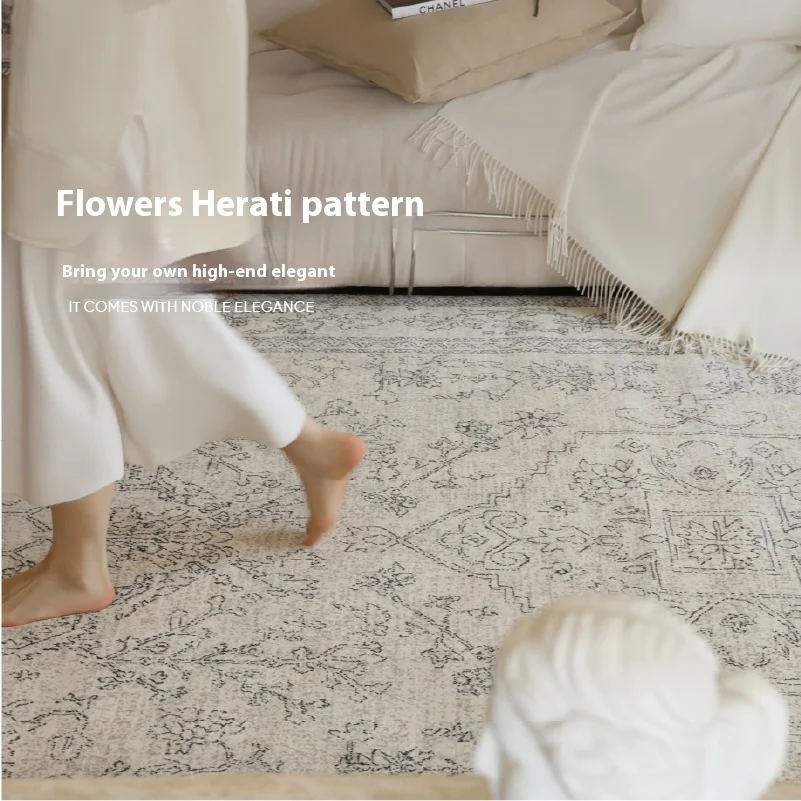 VIKAMA Autumn and Winter Warm Carpet Without Glue Air Garden Living Room Light Luxury Modern American Bedroom French Carpet