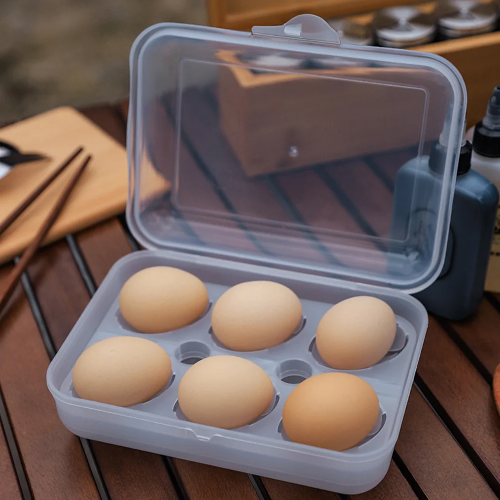 

6-Count Clear Egg Holder Box Portable Plastic Organizer for Picnic Camping Travel Refrigerator Storage Picnic Egg Storage Case