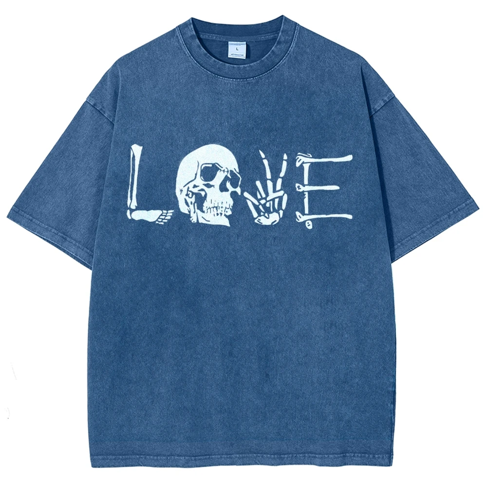 

LOVE Print T-Shirt Couple Style Valentine's Day Retro American Short Sleeved Cotton High Quality Y2K Creativity Style Tees