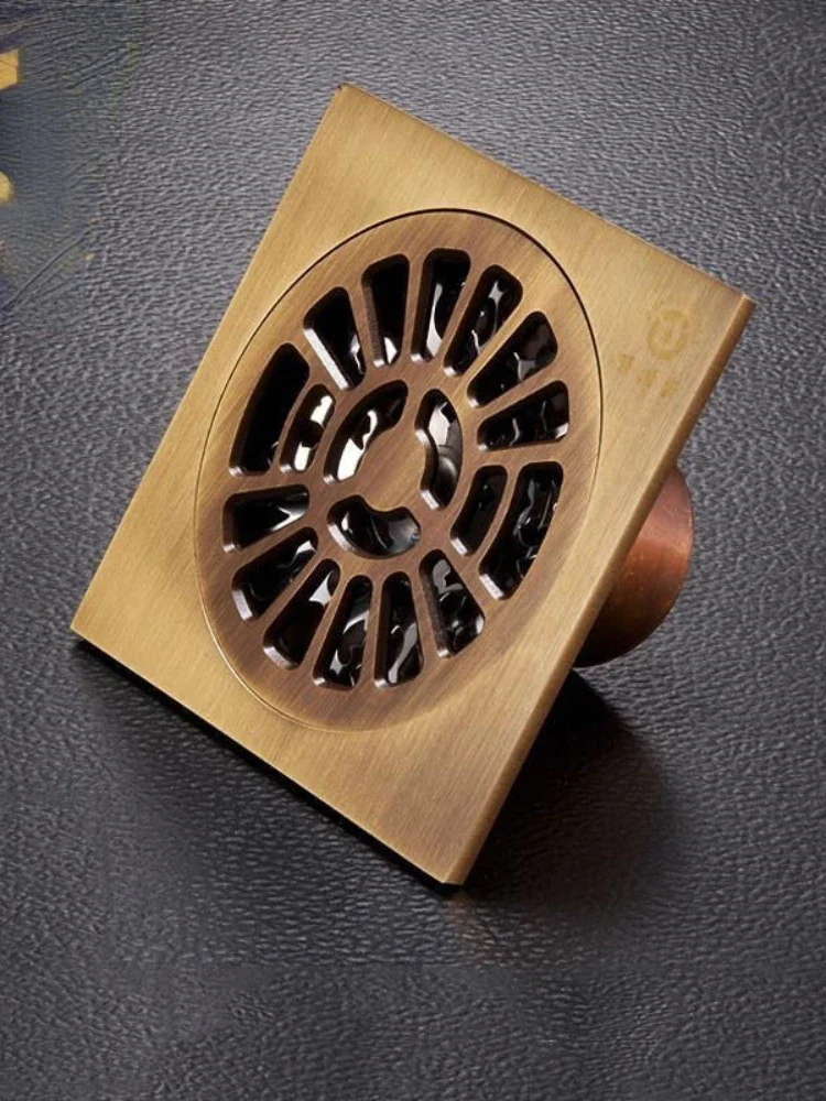 All-copper Floor Drain Bathroom Washing Machine European-style Deodorant Floor Drain Core Bathroom Water and Insect Repellent