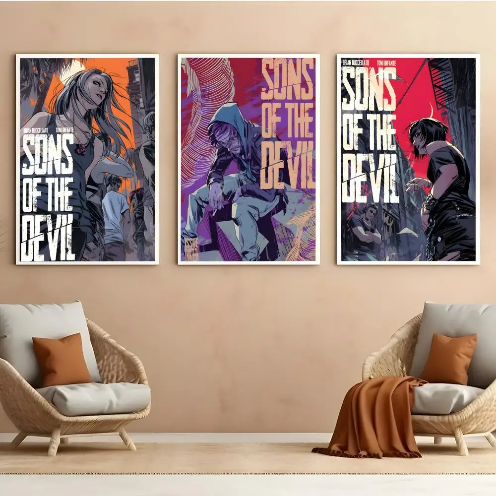 American Comics S-Sons of Devil Poster Aesthetic HD PVC Wall Art - Waterproof Wear Resistant For Home Hotel Bar
