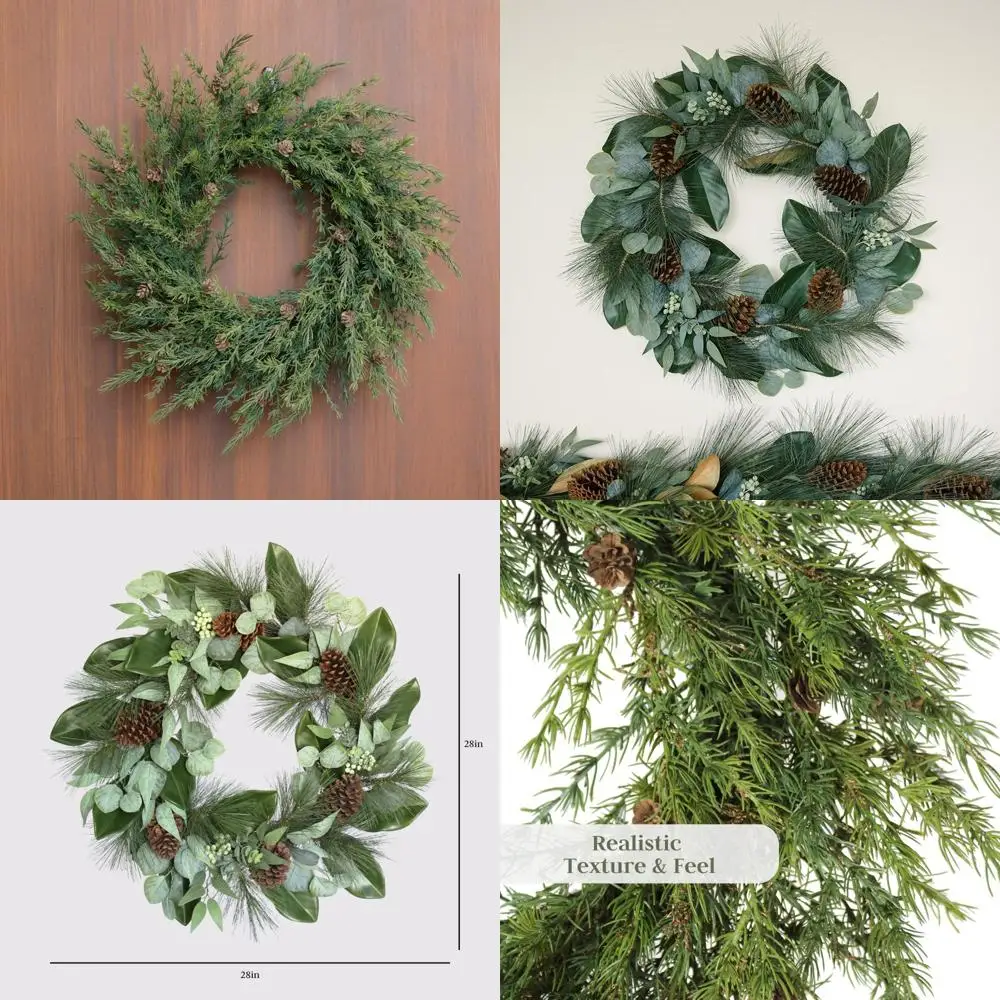 

Premium Large Artificial Pinecone Christmas Wreath - Indoor/Outdoor Holiday Collection, Perfect for Festive Decorations and Seas