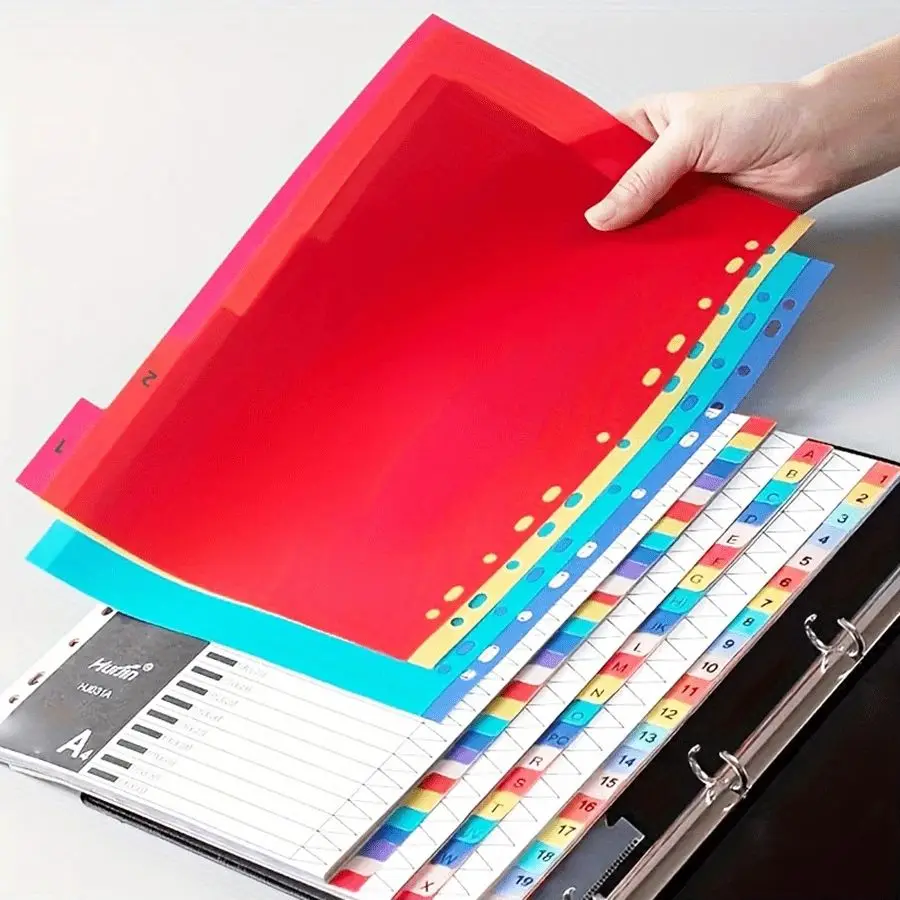 

10pcsA4 multicolor digital separator pages, school office documents, office student file storage classification supplies
