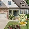 NGZ Lucky Ticket Coins Garden Flag 28X40 Inch Linen Double Sided Flag for St Patricks llz