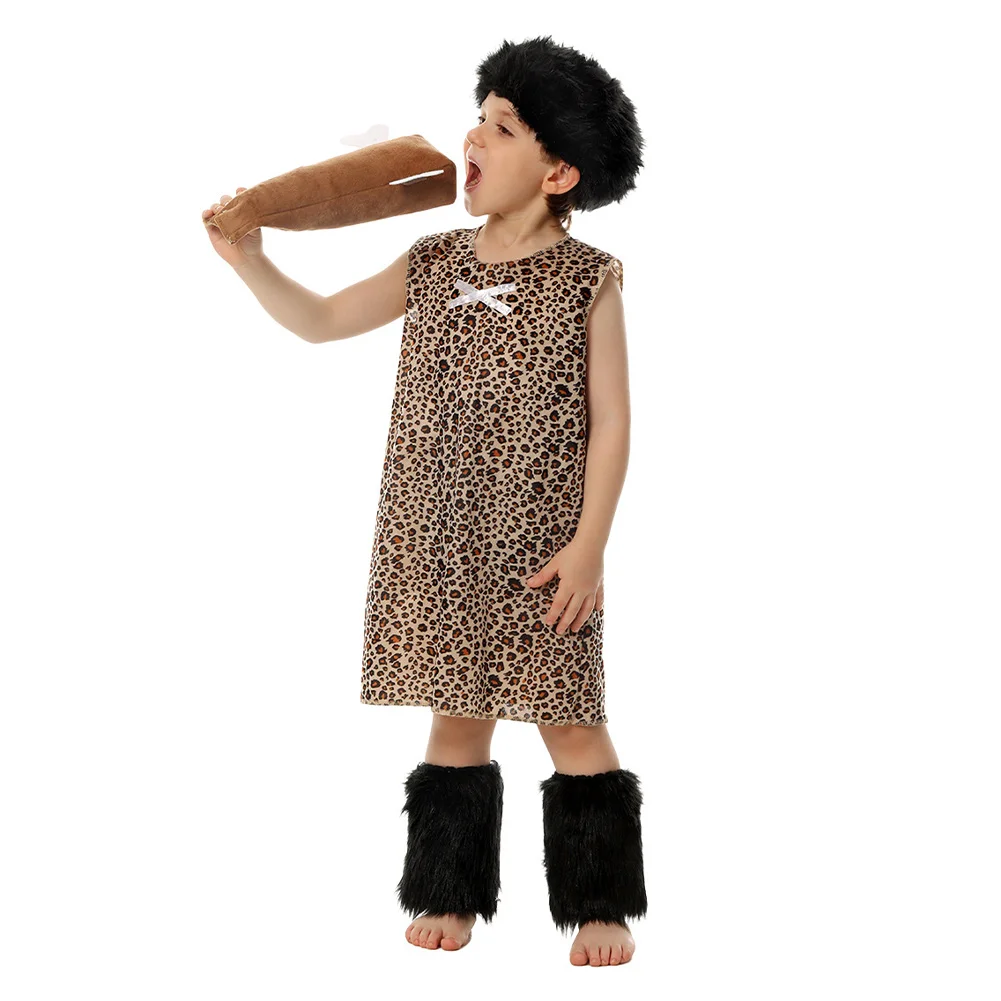 Wholesale Primitive Cosplay Child Boys Role Play Clothing Savage  Stage Costume Kids Roleplay Children Fantasy Fancy Party Cloth