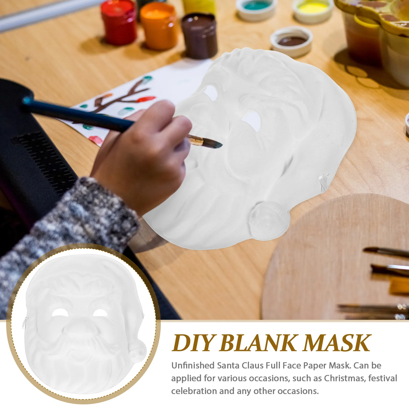 18 stuks Kerstman Gezicht DIY Blank Volledige Maskers Ongeverfd Papier Maskers Kerstfeest Decoratie Maskerade Benodigdheden