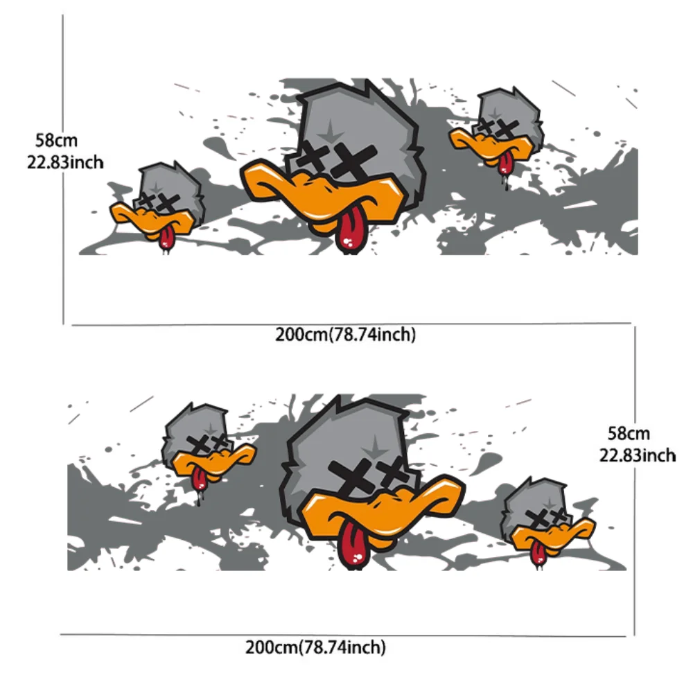 X eyes big mouth duck black splash sticker car sticker full body decal decoration cover scratch protect car sticker