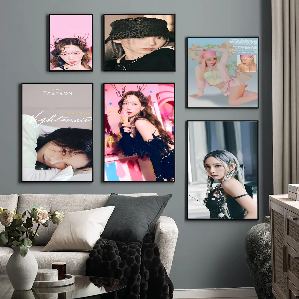 

Korea T-Taeyeon Wall Whitepaper Poster Waterproof Paper Sticker Coffee House Bar Aesthetic Art Wall Painting