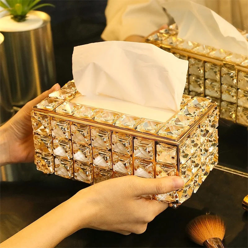 

Crystal Facial Tissue Box Holder Crystal Cube Napkin Dispenser Bedroom Office Hotel Cafe Coffee House Bar Diamond Sparkle Boxes