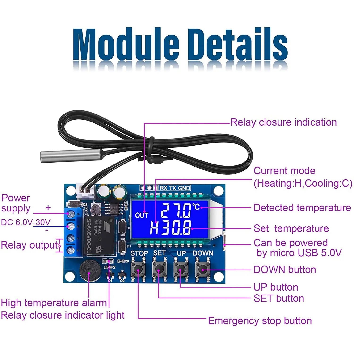 

2 шт. XY-T01 электронный регулятор температуры, модуль управления от -50 градусов Цельсия до 100 градусов Цельсия, плата переключателя контроля температуры