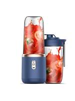 1 Set of 400ml Wireless Portable Blender Electric Juicer, USB Rechargeable Mini Juice Machine with 6 Blades and Double Cups, Mini Blender for Easy Cleaning, for Making Milkshake, Smoothie, Fruit Juicer, Outdoor, Fitness Essentials