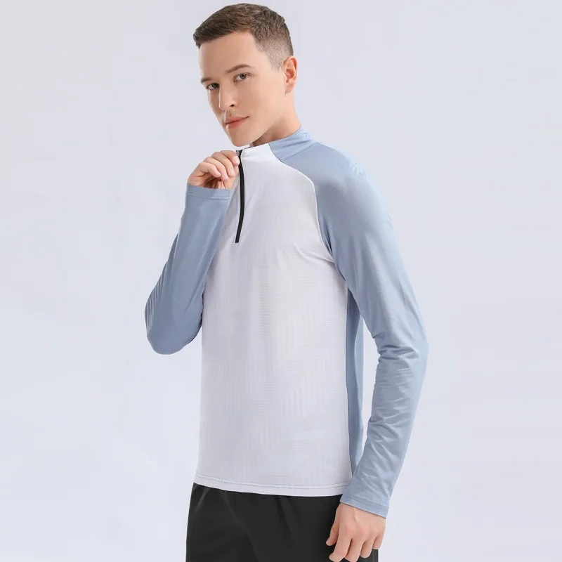 Men's Half Zip Athletic Shirt Tight Fit Quick Dry Long Sleeve Top for Running Cycling Hiking Basketball Training
