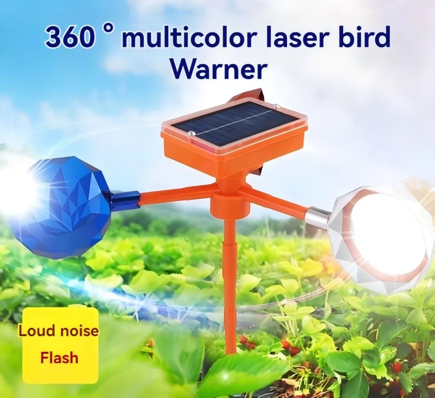 Solar Bird Repeller Waterproof Solar Energy Bird Repelling Device 360° Rotating Reflector Farm Orchard Bird Scaring Device