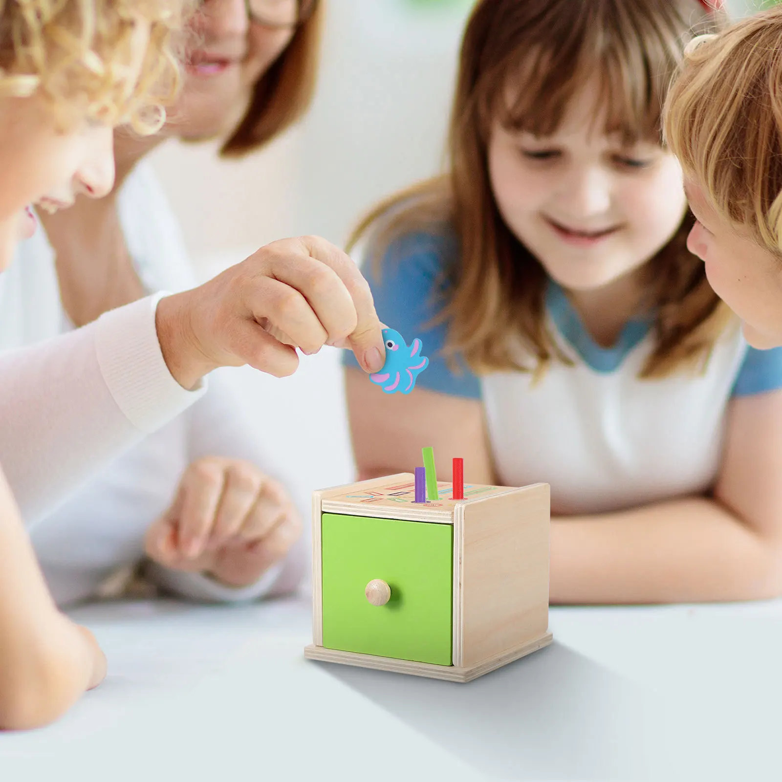 1Set Wooden Shape Matching Educational Montessori Color Sorting Game for Toddlers Early Learning Cognitive Development