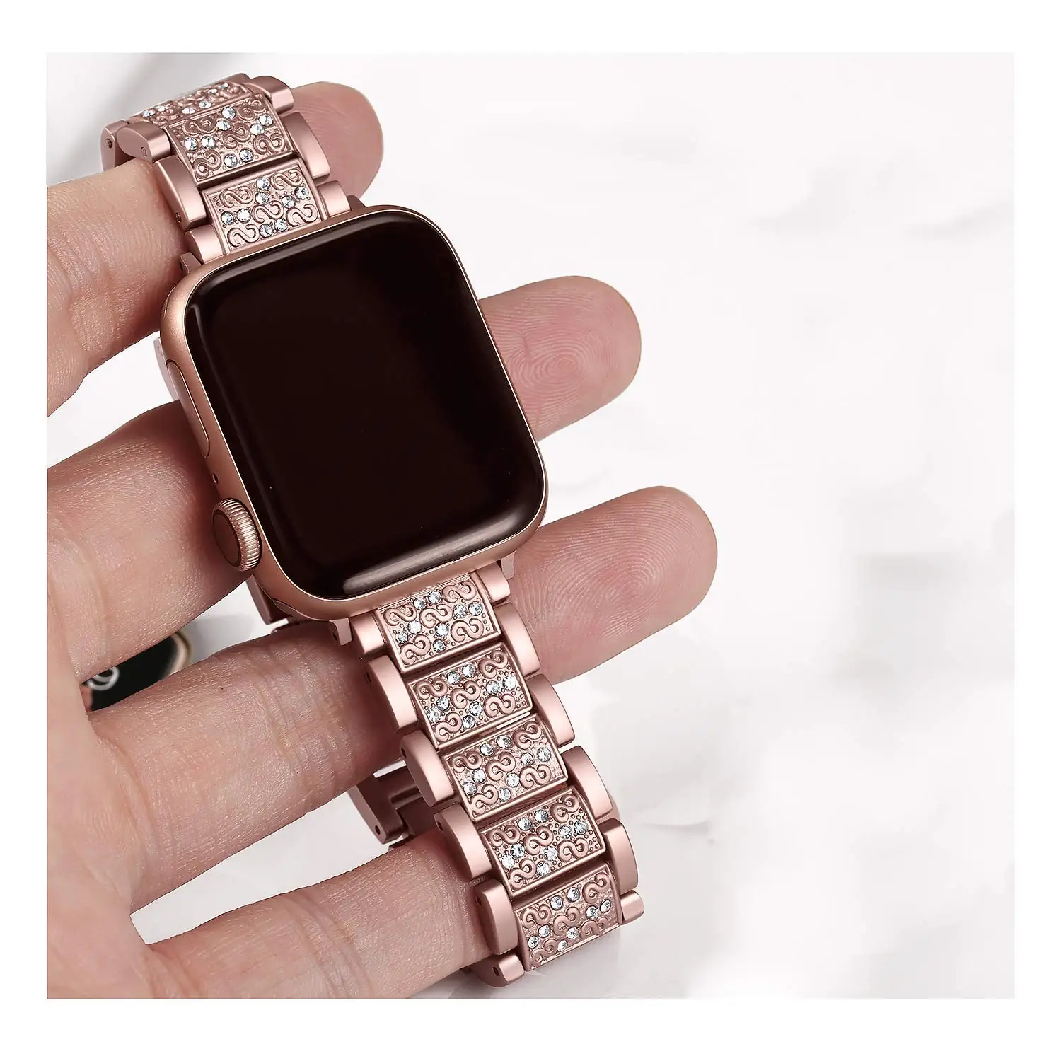 Diamond Bling Strap For Apple Watch Band 40mm 45mm 44mm 41mm 42mm 38mm Metal Belt For IWatch Series 8 7 SE 6 5 4 Women Bracelet