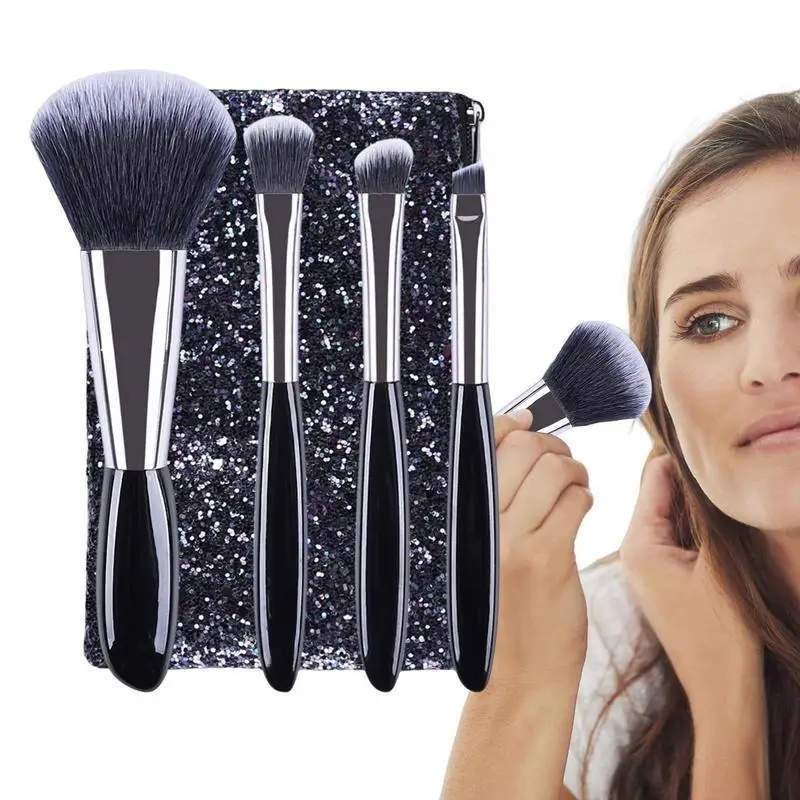 4PCS Portable Face Powder Blush Concealers Eye Travel Makeup Brushes Set Soft Cosmetic Bristles Brush Eyeshadow Brush For Women