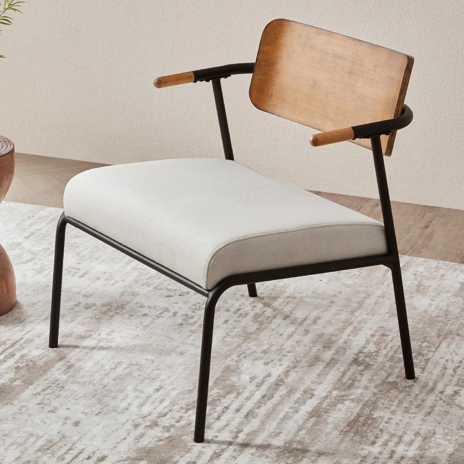 Simple Deluxe Accent Chair Set Of 2, Mid-Century Modern Accent Chair For Living Room, Upholstered Fabric Seat, Short Armrest