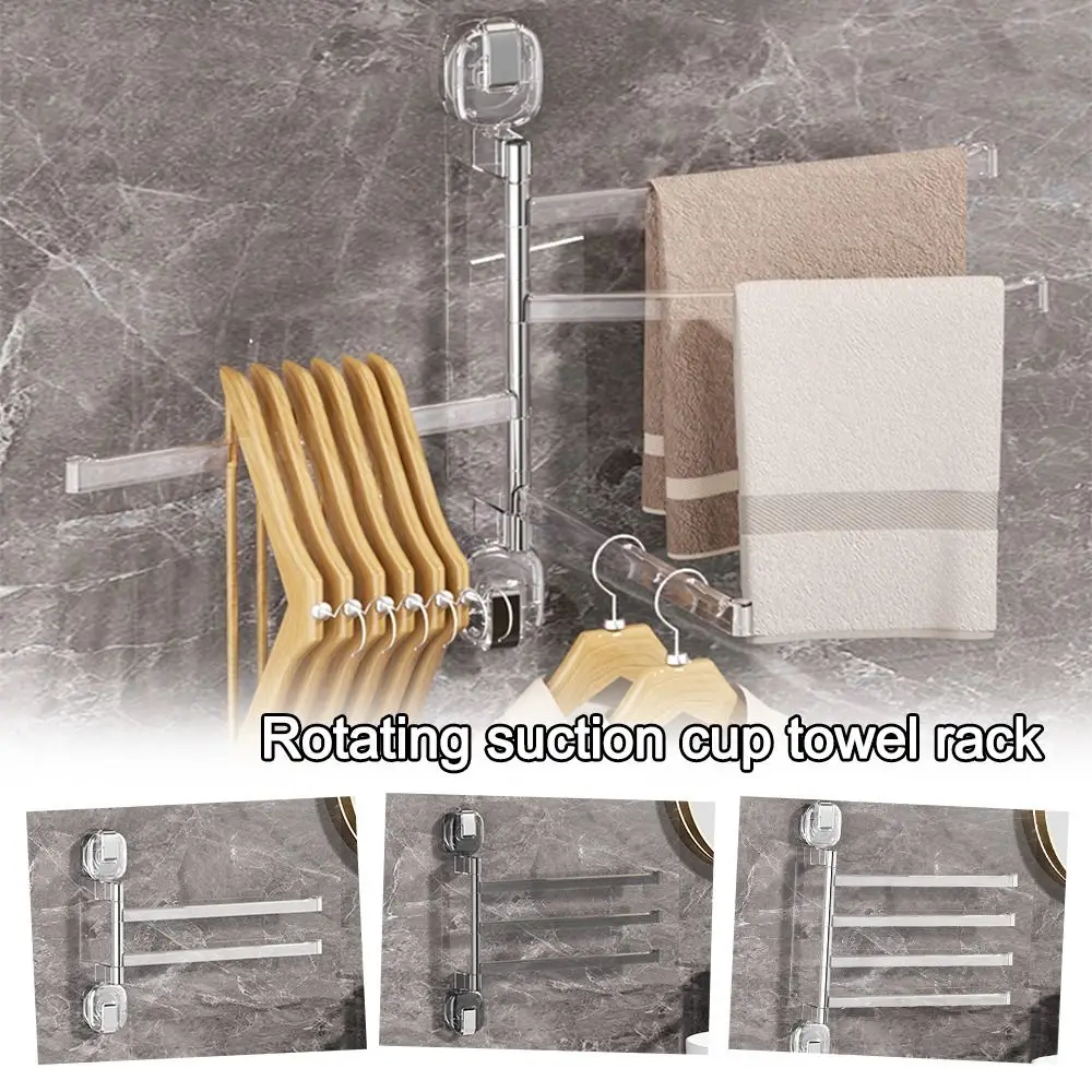 New Rotatable Suction Cup Towel Rack Punch-free Multi-layered Towel Rail Wall-mounted Kitchen Organizer Shelevs