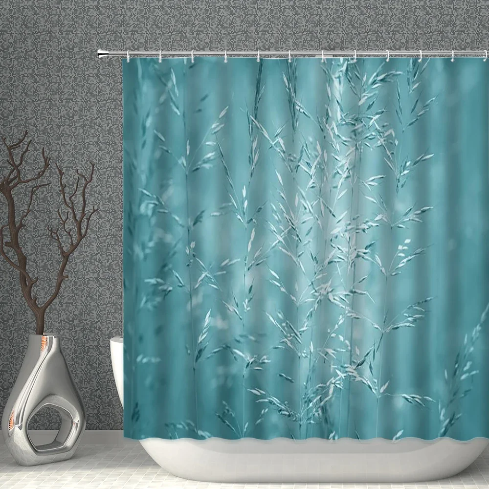 3D Shower Curtains Turquoise Geometric Gradient Irregular Printed Waterproof Bathroom Curtain Fabric With Hook Home Decoration