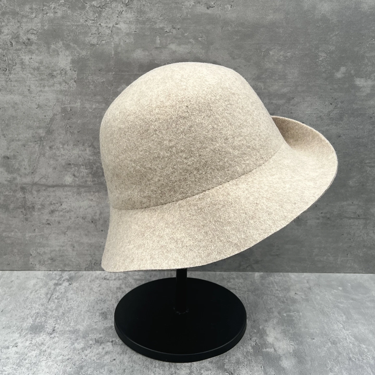 Autumn Winter British Style Wide Brim Side Buckle Wool Bucket Hat Vintage Warm Fisherman Hat for Women