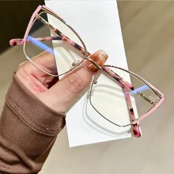 Women Metal Myopia Glasses Fashion Square Spring Hinge Resin Optical Myopic Eyeglass Custom Prescription Spectacles #304045