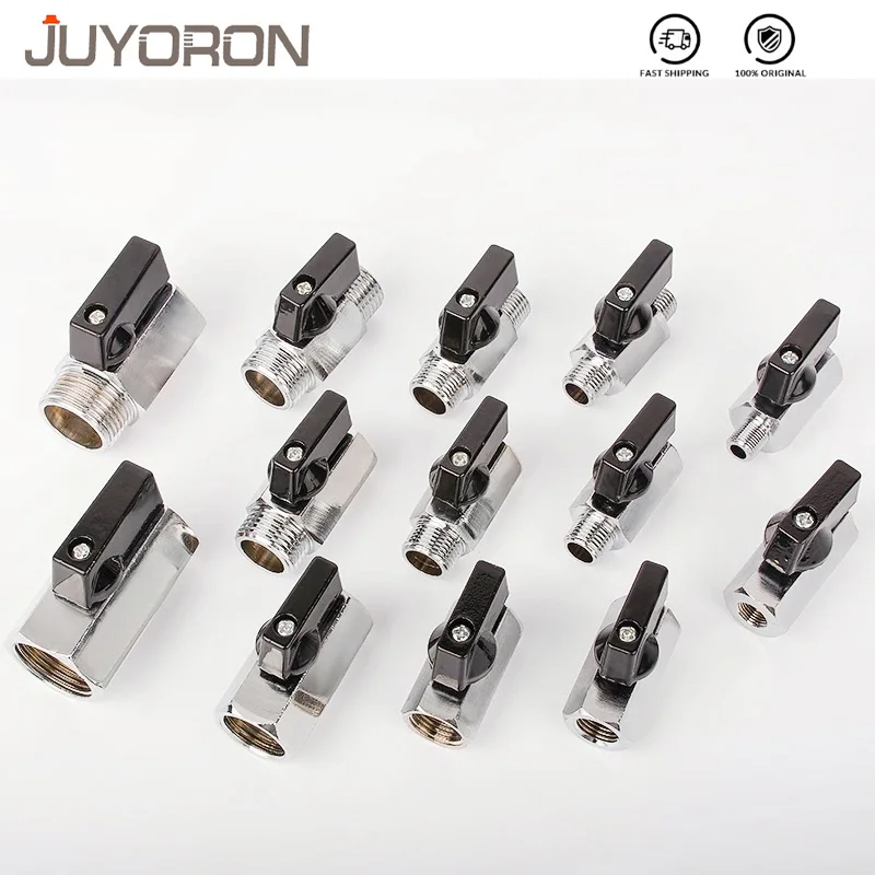 صمام كروي نحاسي PT 1/8 "1/4" 3/8 "1/2" BSP ملولب صغير ذكر إلى أنثى ضاغط هواء صمام إيقاف زيت الغاز المائي #3