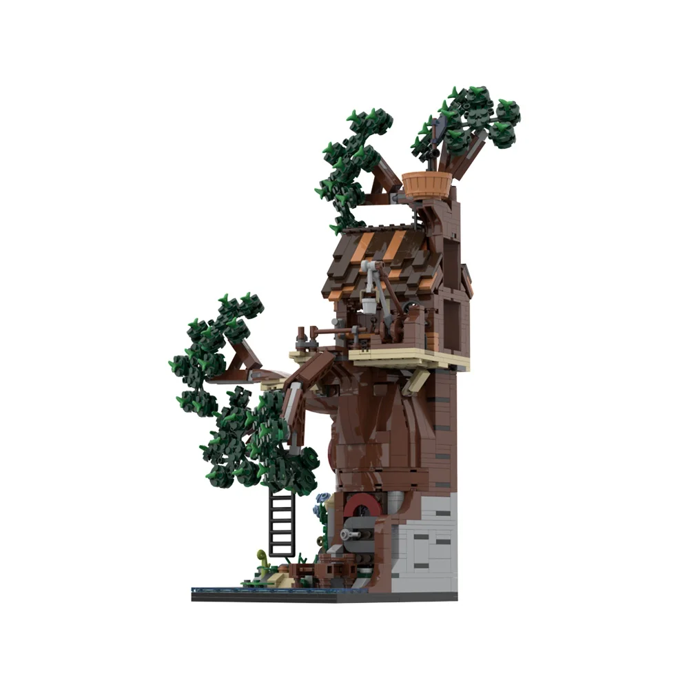 MOC Woodland Retreat zestaw modeli klocki cztery pory roku dom na drzewie scena dżungla wioska cegły DIY zabawka montażowa prezent dla dzieci