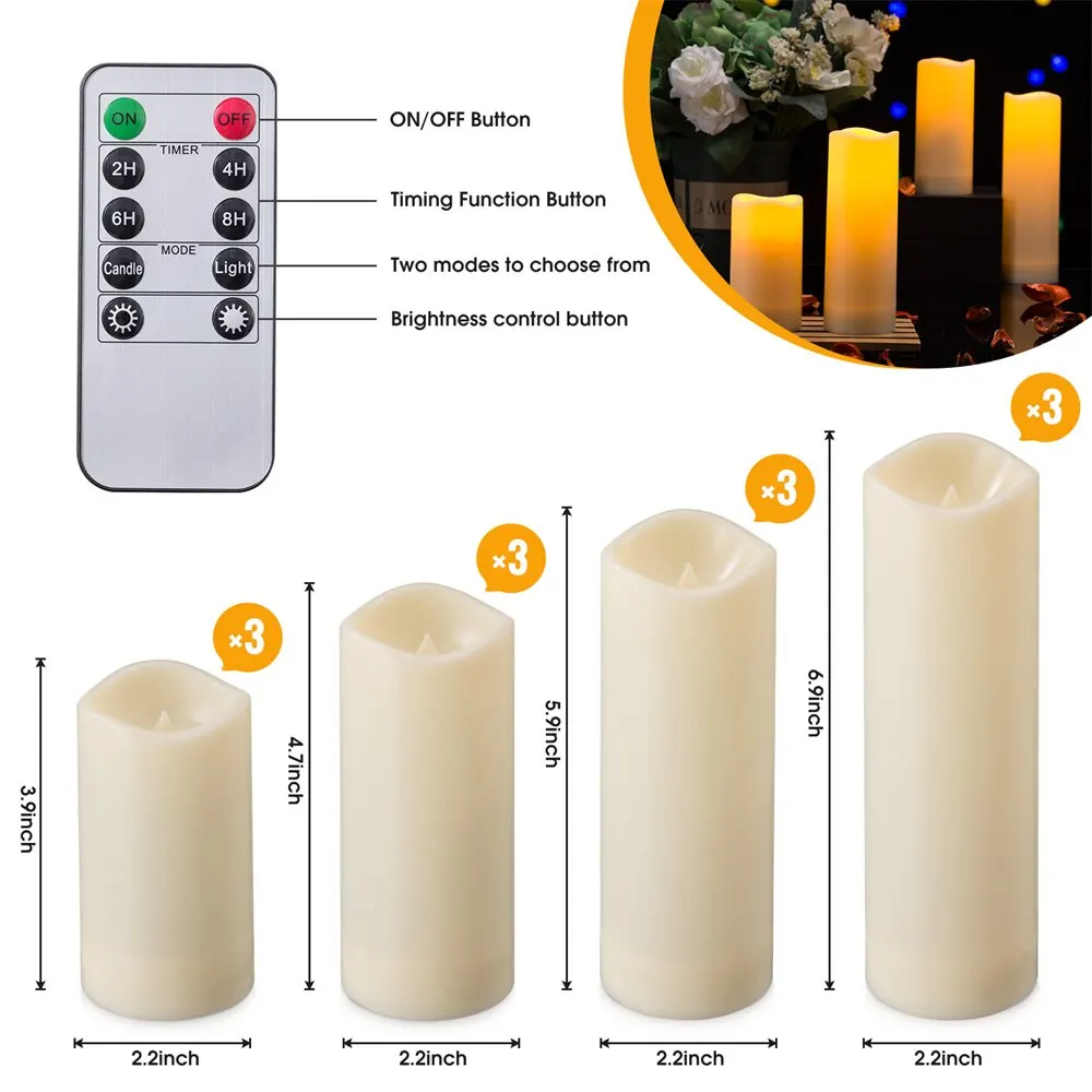 12Pack LED Flameless Candle Lights Simulated Flame Flickering Tea Light With Remote Control For Home Decoration Battery Operated