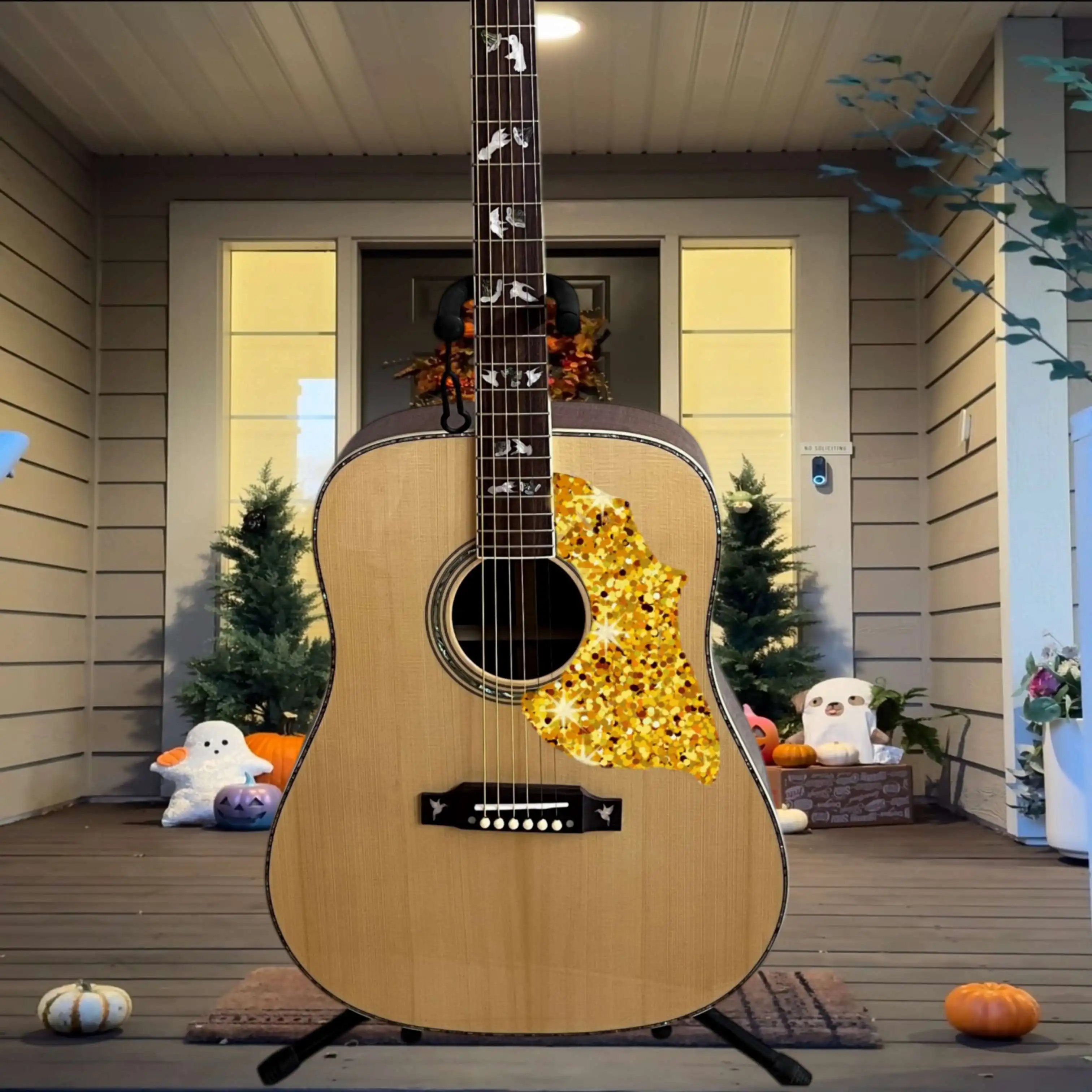 Bee Bird Acoustic Guitar Natural Rosewood Back Sides Spruce Top Fixed Bridge Warm Bass Bright Treble Stage Collector Players