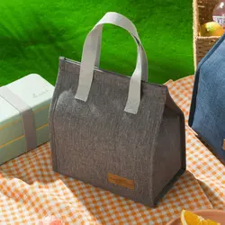 Insulation Package Solid Color Outdoor Food Hand Bags Tote Canvas Lunch Bag Thermal Breakfast Organizer Waterproof Lunch Bag