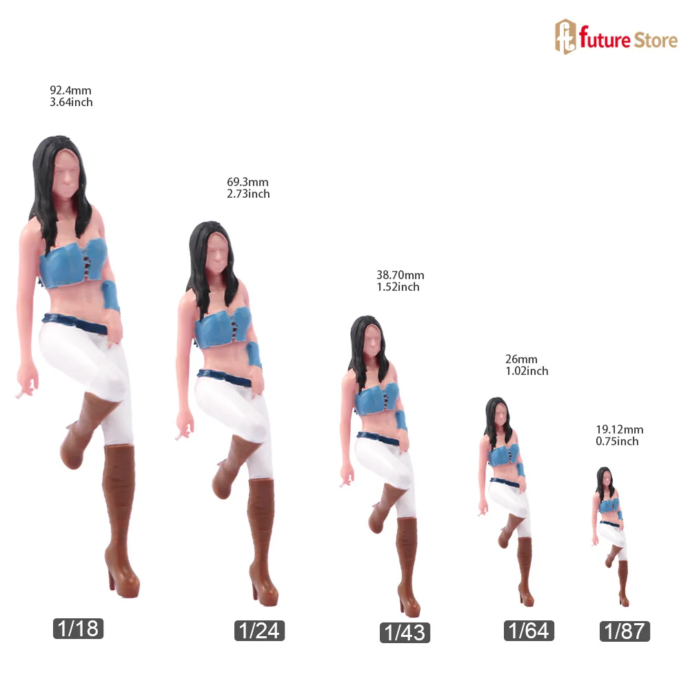 Miniature Figure 1/87 1/64 1/43 1/24 1/18 Sexy Girl Stand By the car Mini Diorama Figurines Doll Model Scene Props Decor