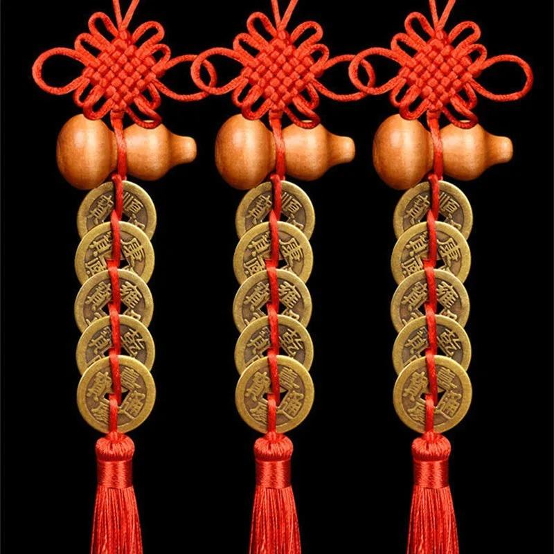 1/2PCS Feng Shui Decoration Five Emperors Money East And Northwest Home Decor Authentic Gourd Pendant Town House Talisman Coin