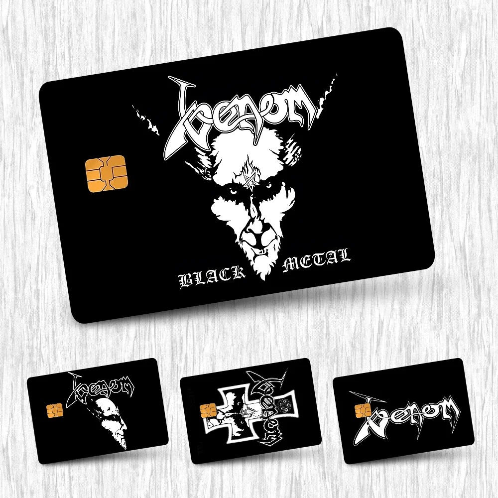 V-Venoms Black Metal Band Card Stickers Credit Card DIY Card Protector Stickers Waterproof Film Skin Cover