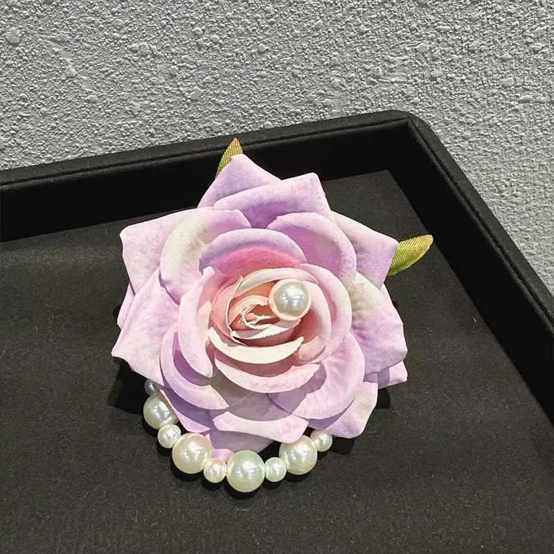 Pulseira Corsage para dama de honra, flor rosa casamento, flores mão para homens, dama de honra