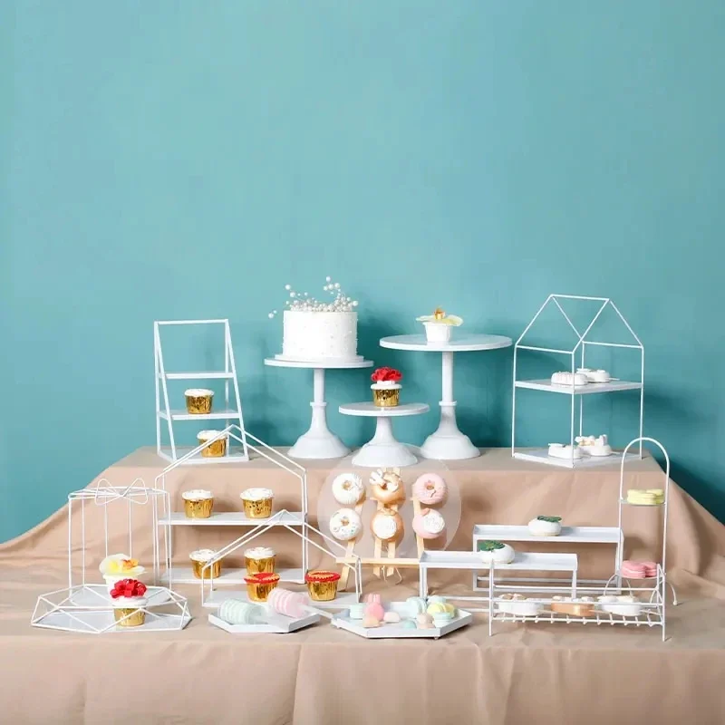 

Classic Dessert Stand Tiered Wedding Cake Display Afternoon Tea Buffet Serving Tray Pastry Holder Elegant Ceramic Platter Decor