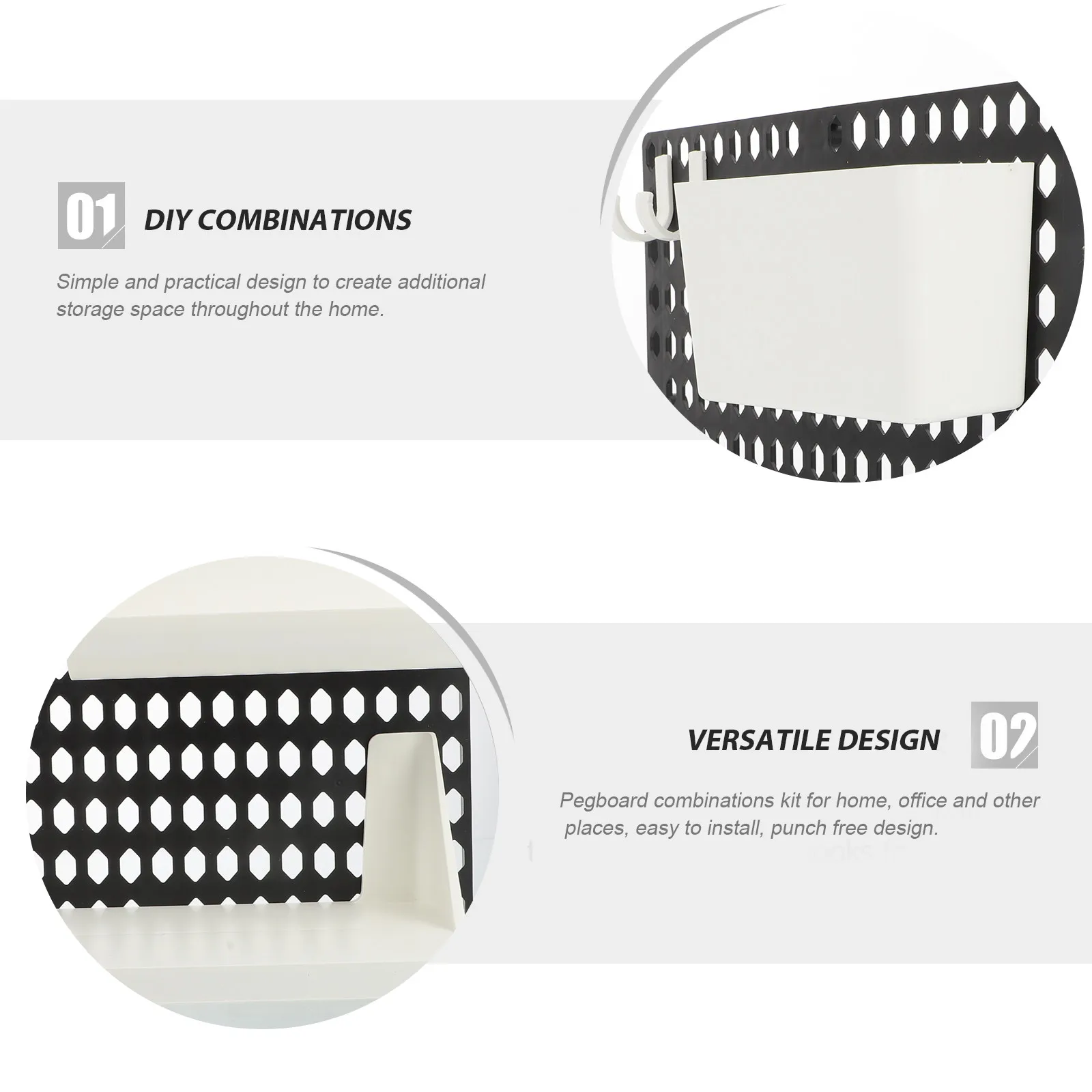 Pegboard Storage Box Kit – Punch-Free Plastic DIY Wall Organizer for Home & Office Pegboard Holder