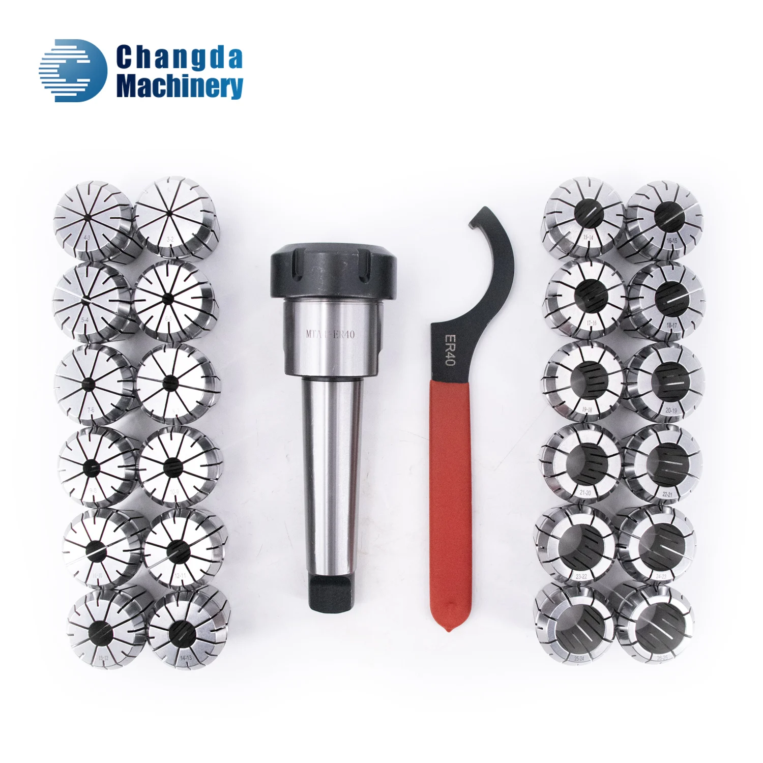Milling Machine Morse Taper MTA4/MTA2/MTA3/MTA5/ER40 23PCS Collet Chuck Set with 1pc Spanner
