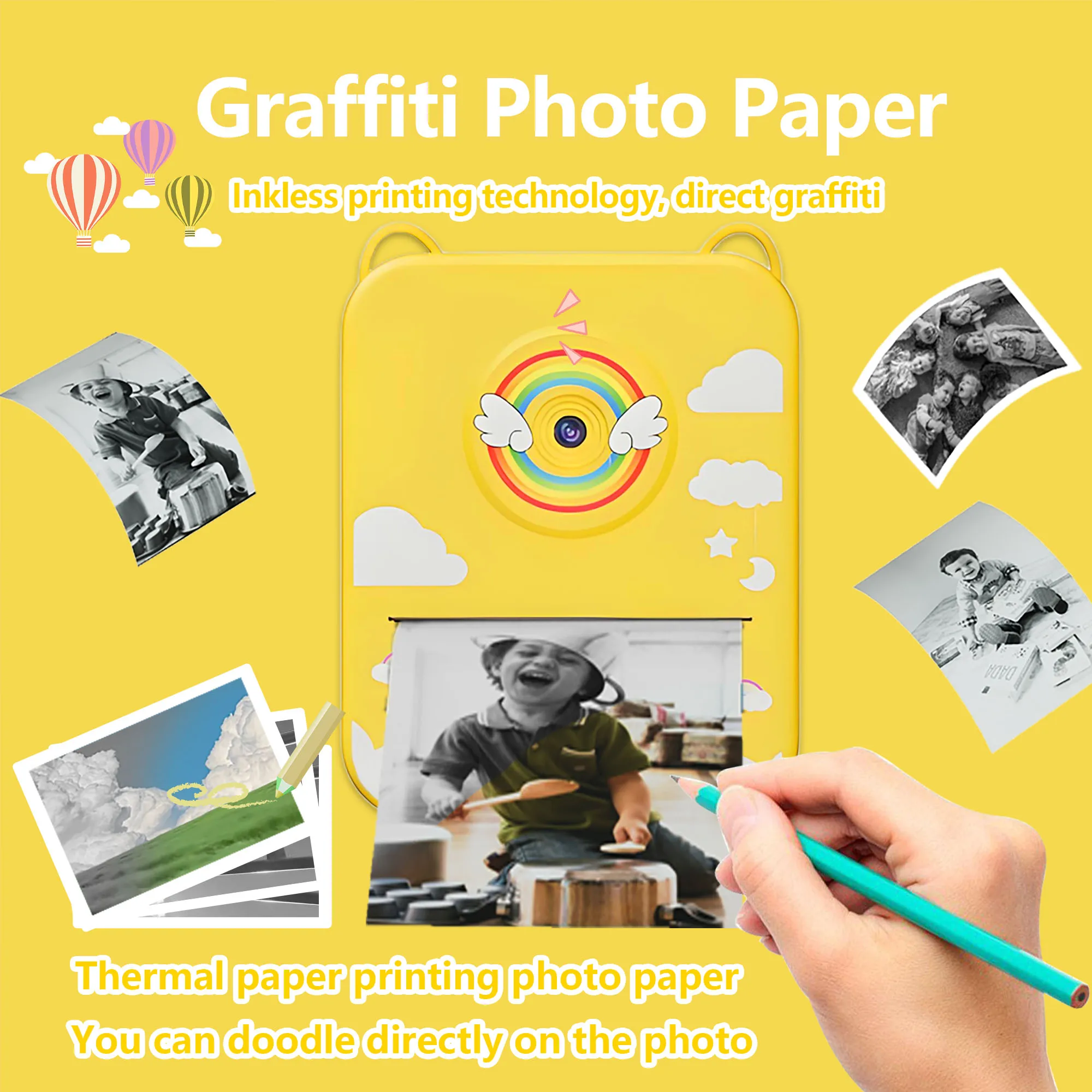 Kindercamera's Kindercamera voor kinderen Instant Print Draagbare kleine camera, 3 rollen printpapier, cadeau voor jongens en meisjes