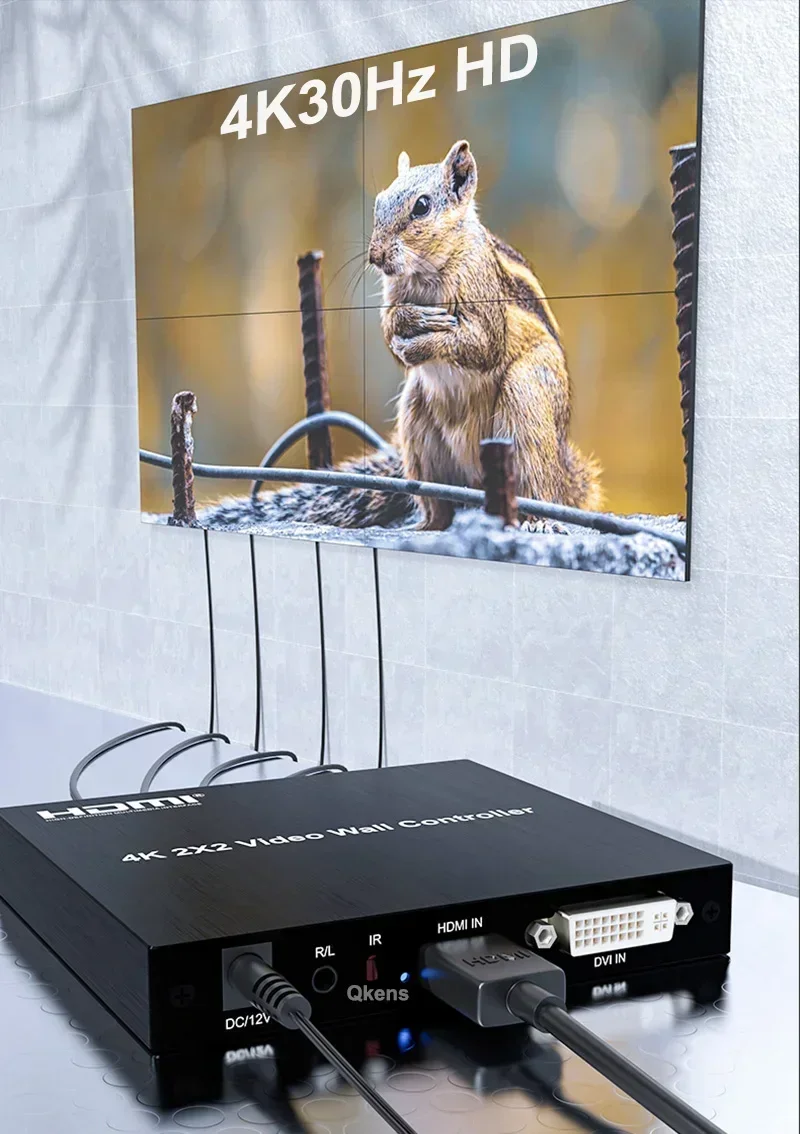 DVI HDMI 비디오 월 컨트롤러 멀티 스크린 스플라이싱 박스, 4K @ 30hz, 2x2, 1080P @ 60hz, 1x2, 1x2, 1x3, 1x4, 4x1, 1 to 2, 3, 4 TV 스플라이서 프로세서