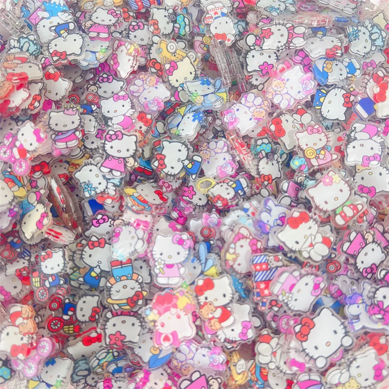 30pcs Random Hello Kitty Cute Acrylic Patch DIY Bag Jewelry Crafts Accessories For Keychain Brooch Phone Case Anime 2cm Ornament