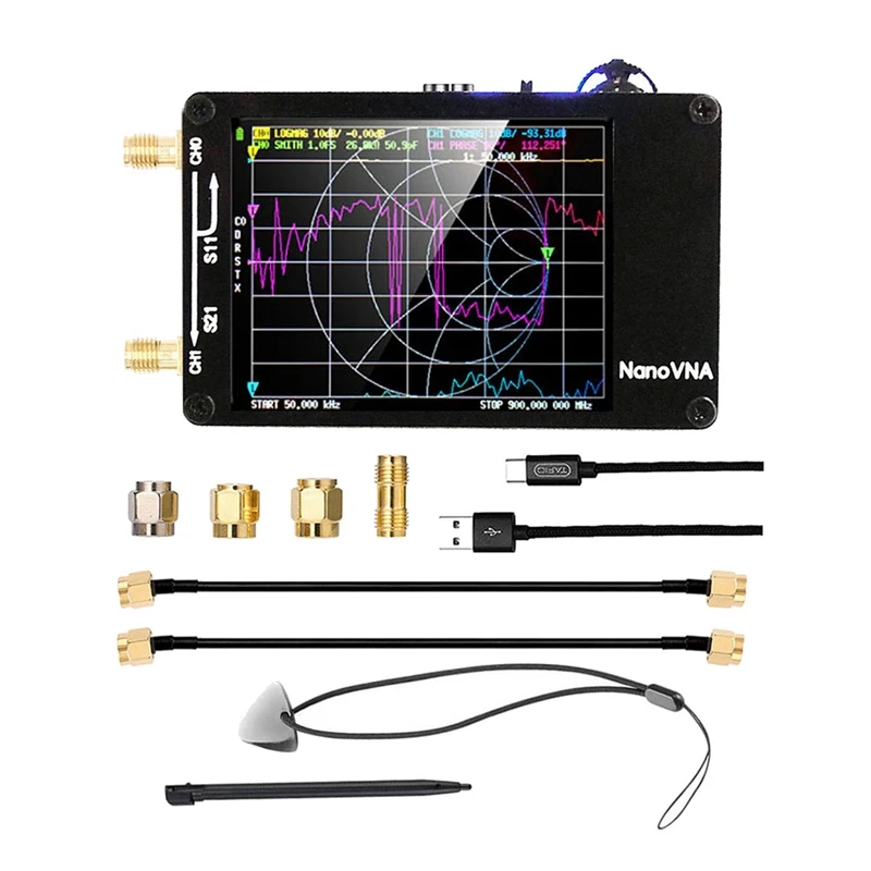 Verbesserte Version Nanovna-H Vector Netzwerk Antenne Analyzer 10Khz-1,5 Ghz MF HF VHF UHF Mit SD karte Slot