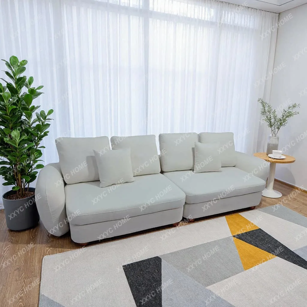 Modern fabric living room small apartment special-shaped hair curved corner sofa