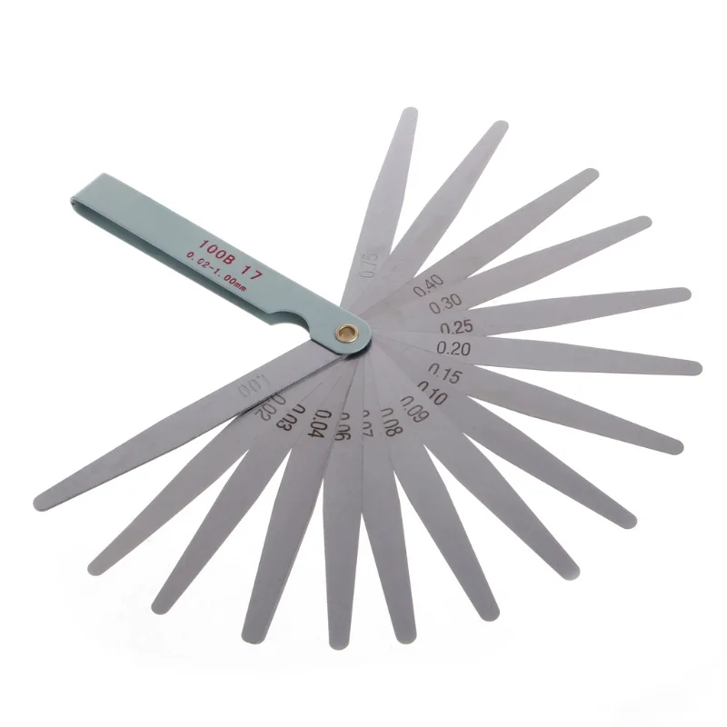 17 Blades Feeler Gauge Metric Gap Filler 0.02-1.00mm Gage Measurment Tool For Engine Valve Adjustment