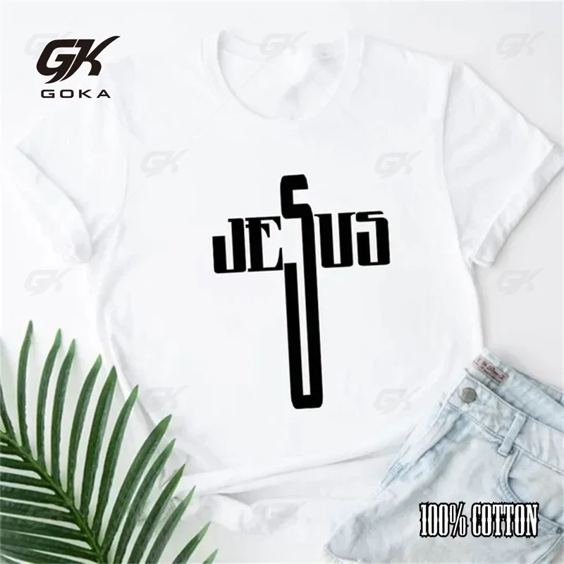 Cross Print Women Cotton T Shirt Christian Faith Hope Love Harajuku T Shirts Religion O-neck Unisex Hip Hop Top Tees Streetwears