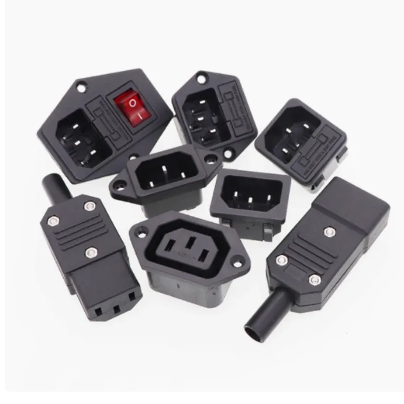 IEC320 10A 250V Electrical AC Socket Female Male Plug Connector C13 C14 Plug 3Pin AC Socket