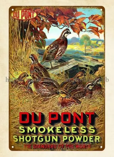 1913 DuPont Smokeless Shotgun Powder Quail Hunting metal tin sign wall prints