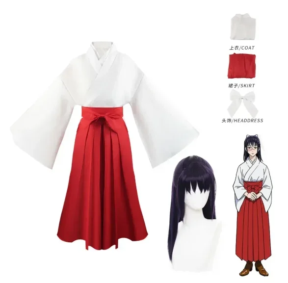 

Anime Utahime Iori Cosplay Costume Rose Net Wig Jujutsu Kaisen SuitTop Pants Red Uniform Tokyo Jujutsu Xmas Party Con Costume