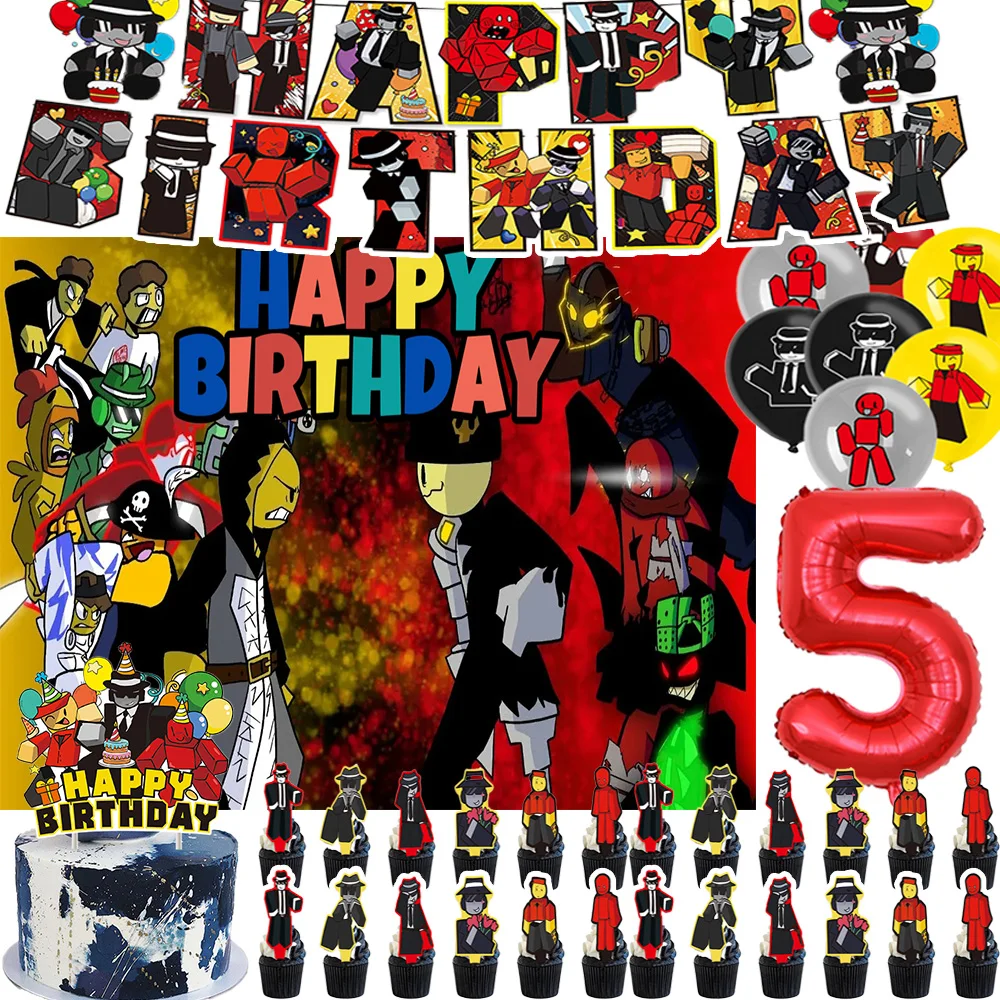 

F-Forsakened Chance Theme Birthday Party Supplies Number Balloon Decoration Cupcake Topper Banner Background For Kid Boys Gifts