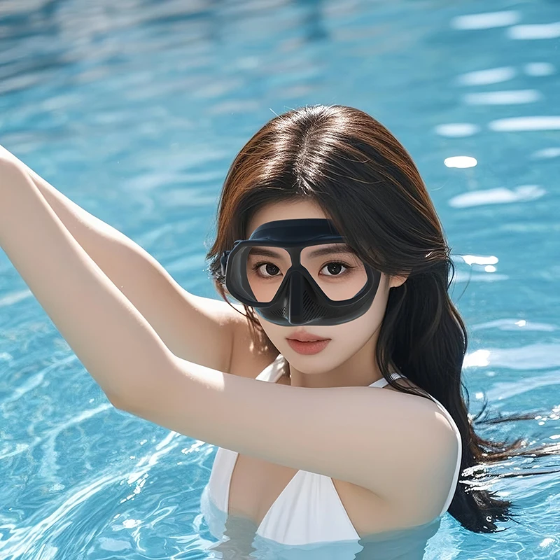 100CC Low-Volume Diving Mask - Anti-Fog Goggles with HD Tempered Glass Lenses, Silicone Edged, Scratch-Resistant for Freediving
